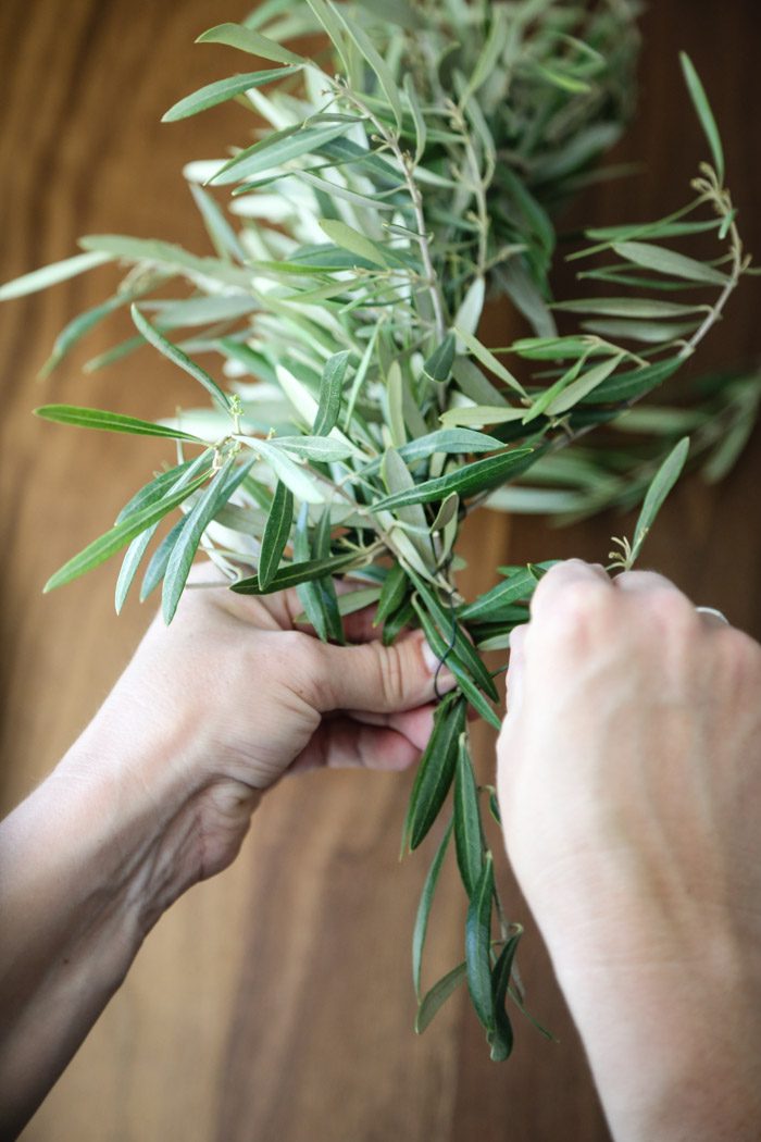 Simple Olive Garland Centerpiece - Hither & Thither