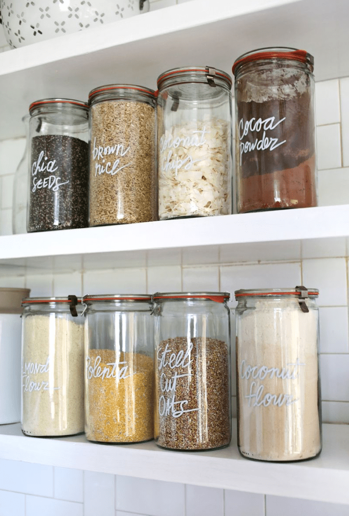 Glass Kitchen Storage Jars, Pantry Jars, Pantry Goals, Glass Jar